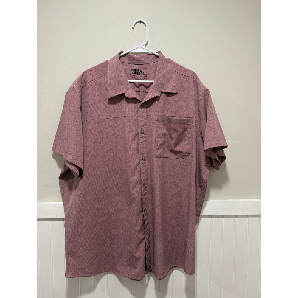 Eddie Bauer Short Sleeve Button Down Lightweight Shirt Mauve Men Size 2XL